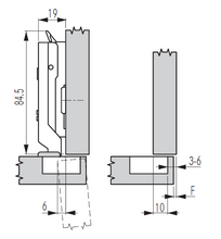 Tiomos Mini 95°, Self-Close Hinge, Screw-On