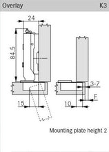 Tiomos Self-Close Hinge, Dowel 110°